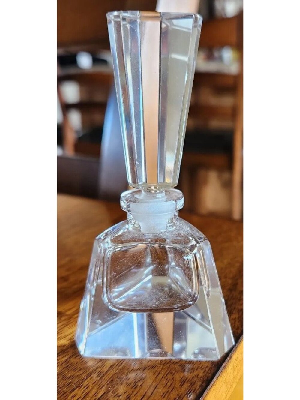 Vintage Bohemia Hand Cut  Czech 4"  Perfume  Bottle Prism effect.